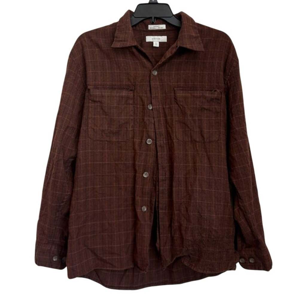 Vintage Mens Brown Plaid Wool/Silk Flannel Size Medium
